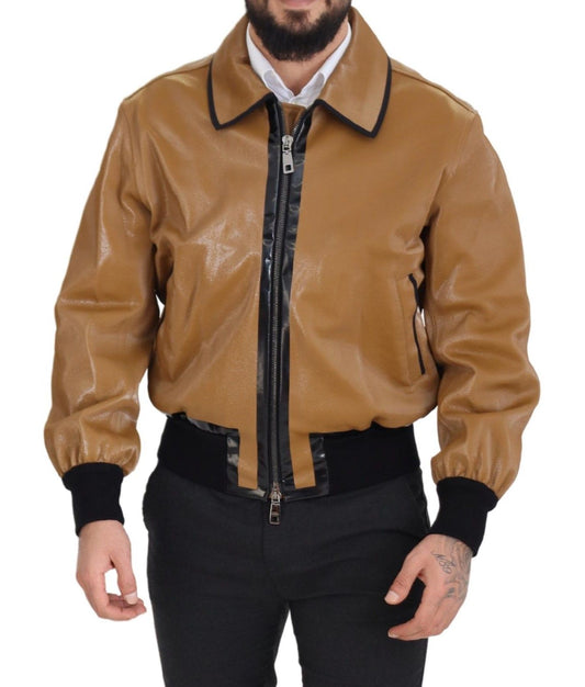 Baumwoll-Blousonjacke mit Reißverschluss in Dunkelkamel