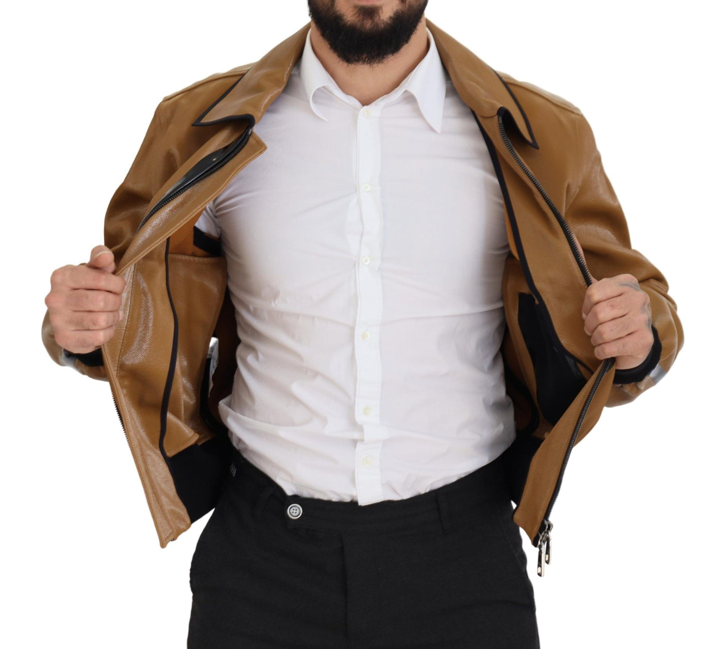 Baumwoll-Blousonjacke mit Reißverschluss in Dunkelkamel