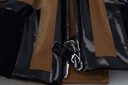 Baumwoll-Blousonjacke mit Reißverschluss in Dunkelkamel