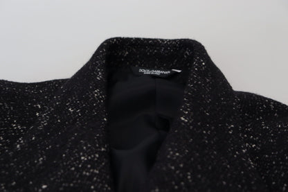 Schwarzer Wollmantel Zweireiher Herrenjacke
