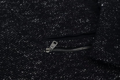 Schwarzer Wollmantel Zweireiher Herrenjacke