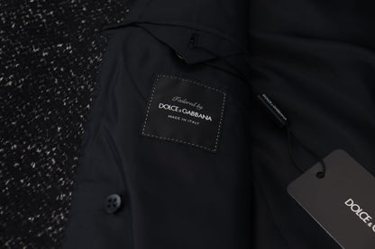 Schwarzer Wollmantel Zweireiher Herrenjacke