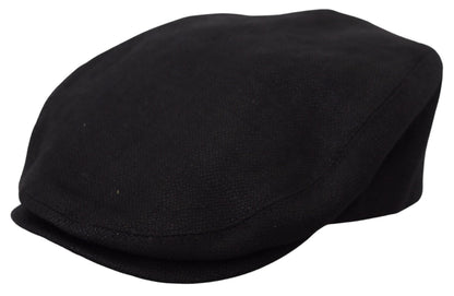 Schwarzer solider Newsboy-Hut aus Leinenmischung für Männer