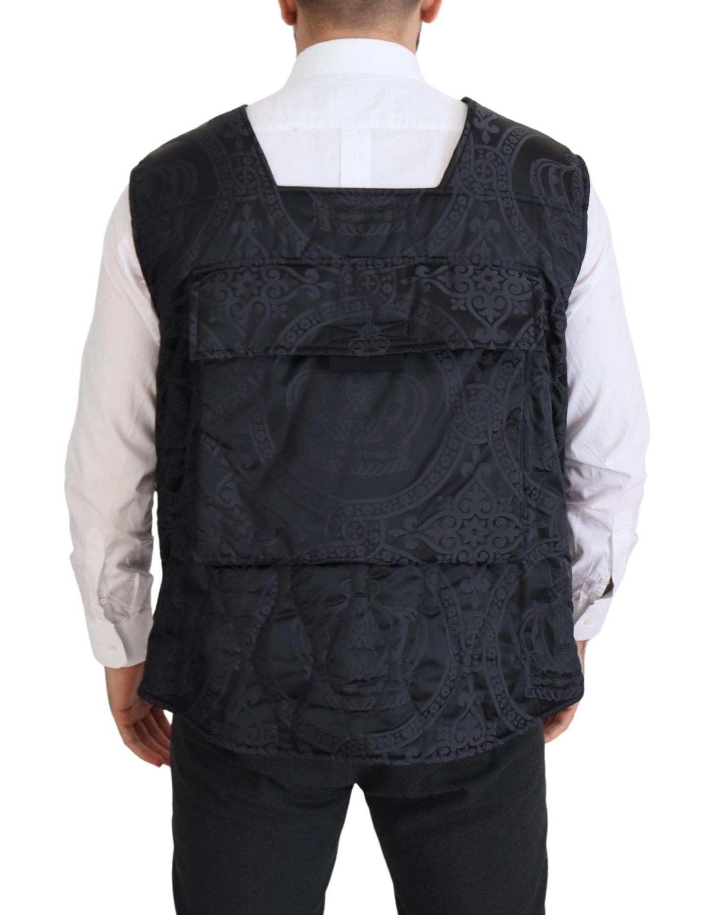 Schwarze ärmellose Jacke aus Nylon mit Reißverschluss