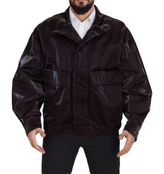 Bordeaux Nylon Kragen Männer Mantel Jacke