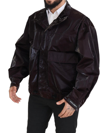 Bordeaux Nylon Kragen Männer Mantel Jacke