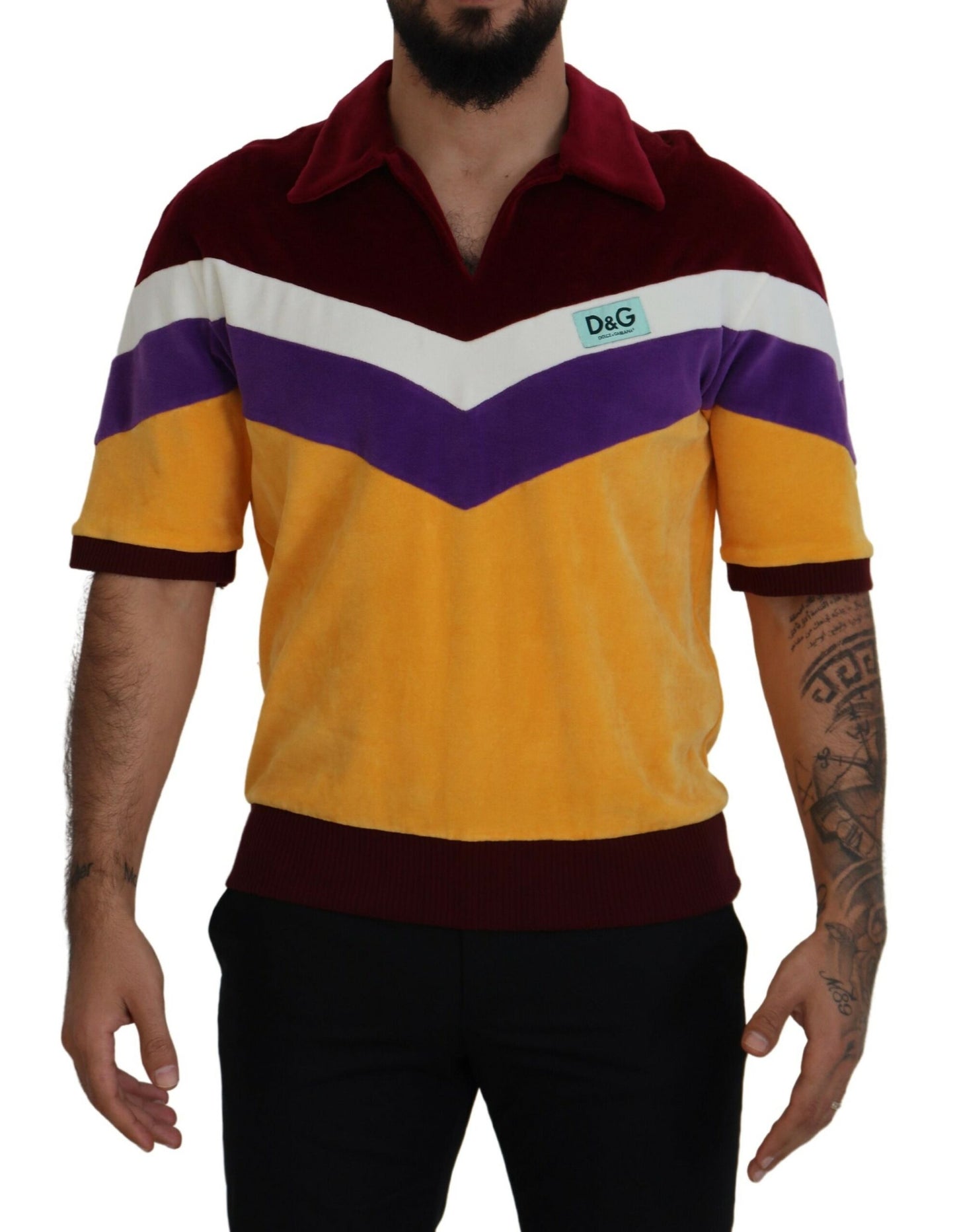 Multicolor Baumwoll-T-Shirt mit Kragen für Männer