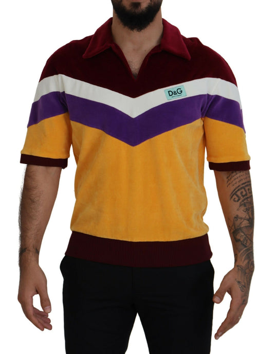 Multicolor Baumwoll-T-Shirt mit Kragen für Männer