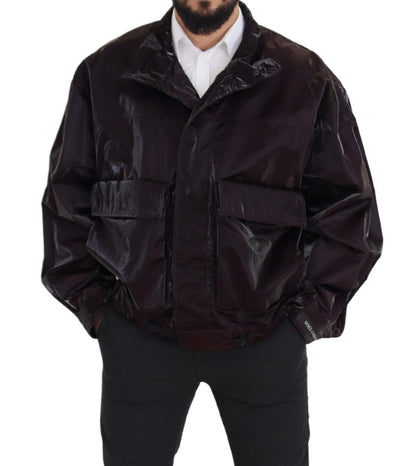 Bordeaux Nylon Kragen Männer Mantel Jacke