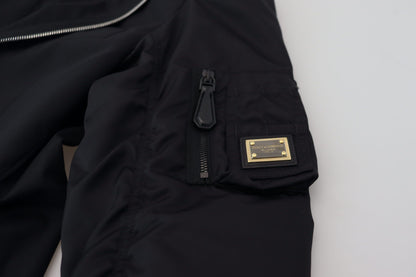 Schwarze Jacke mit langen Ärmeln und durchgehendem Reißverschluss aus Wolle