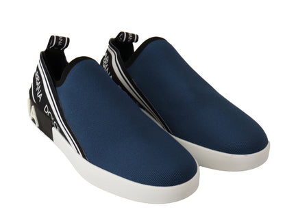 Blau Stretch Flats Logo Loafers Sneakers Schuhe