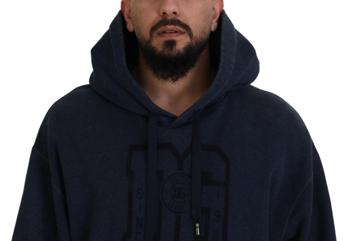 Dunkelblaues Baumwoll-Sweatshirt mit Kapuze Pullover