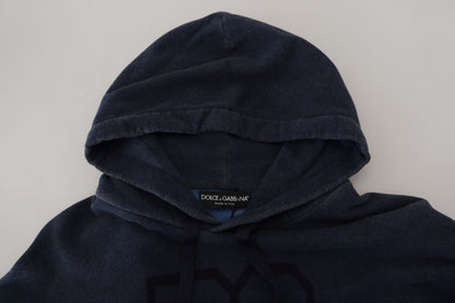 Dunkelblaues Baumwoll-Sweatshirt mit Kapuze Pullover