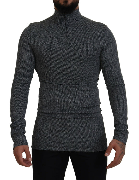 Dunkelgrauer Nylon-Rollkragenpullover