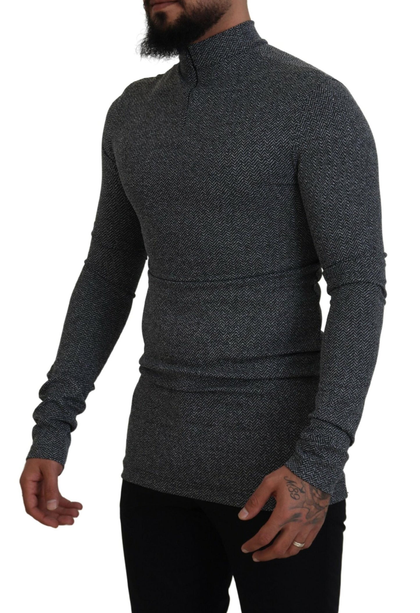 Dunkelgrauer Nylon-Rollkragenpullover