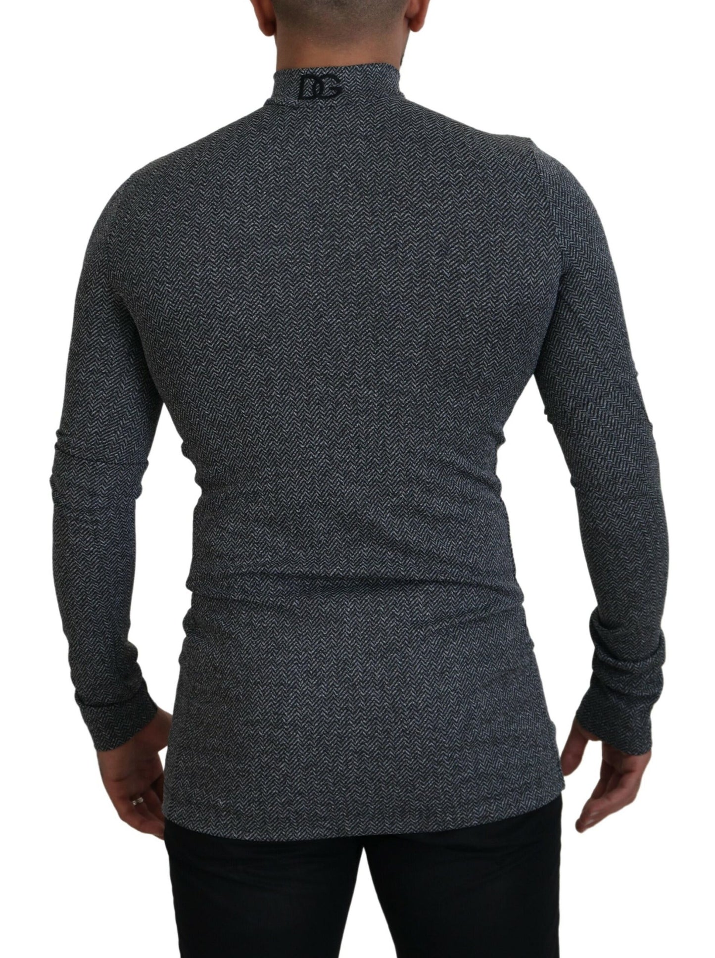 Dunkelgrauer Nylon-Rollkragenpullover