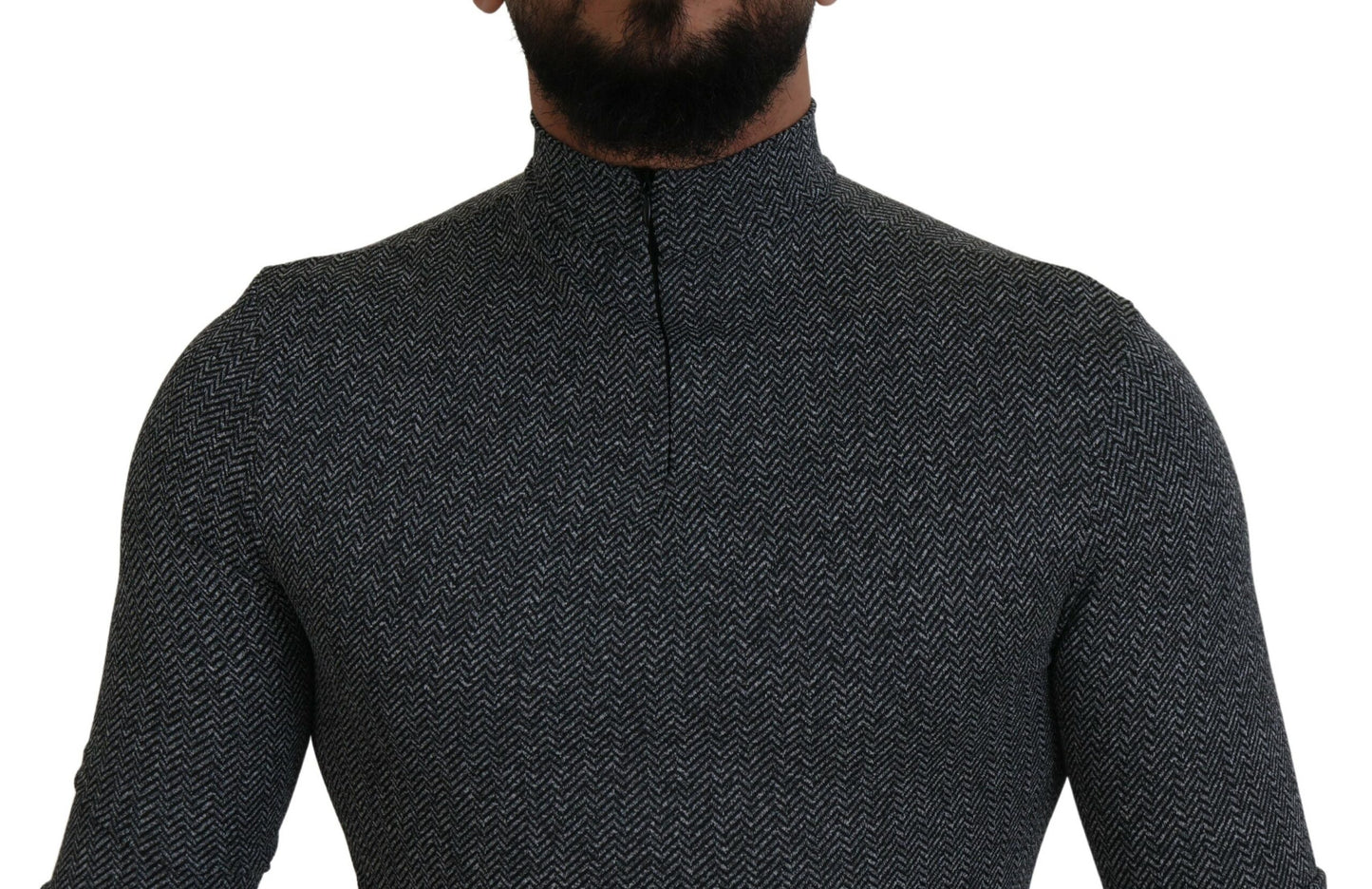 Dunkelgrauer Nylon-Rollkragenpullover