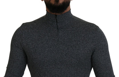 Dunkelgrauer Nylon-Rollkragenpullover