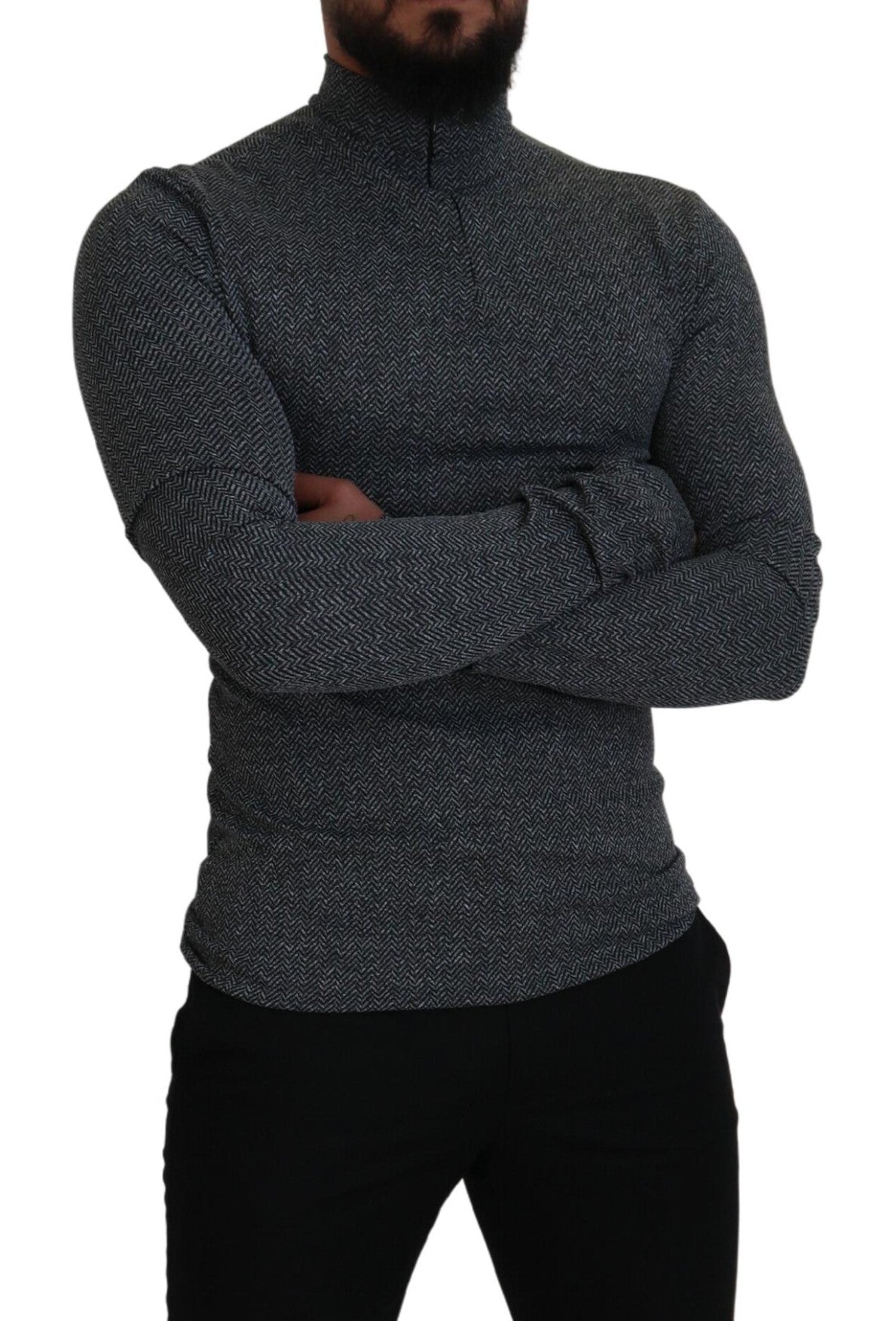 Dunkelgrauer Nylon-Rollkragenpullover