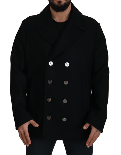 Schwarzer Trenchcoat aus Wolle Jacke