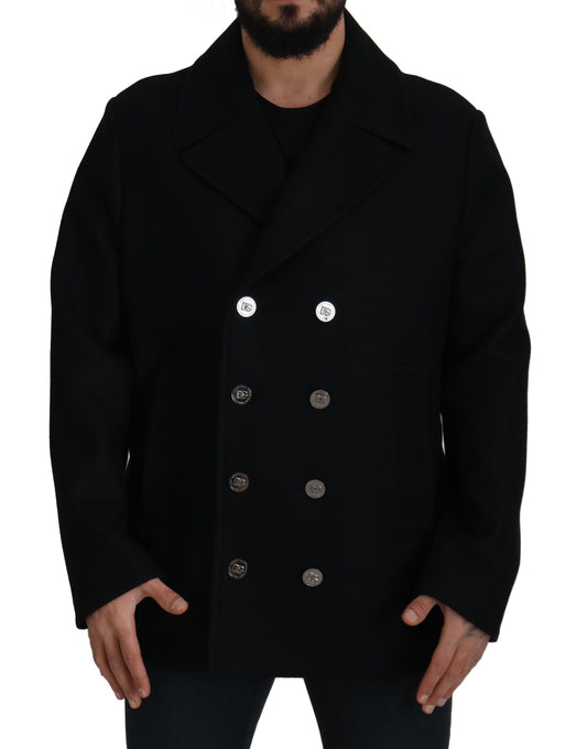 Schwarzer Trenchcoat aus Wolle Jacke