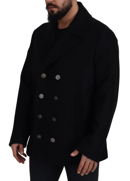 Schwarzer Trenchcoat aus Wolle Jacke