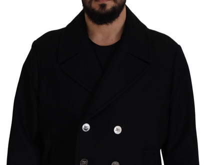 Schwarzer Trenchcoat aus Wolle Jacke
