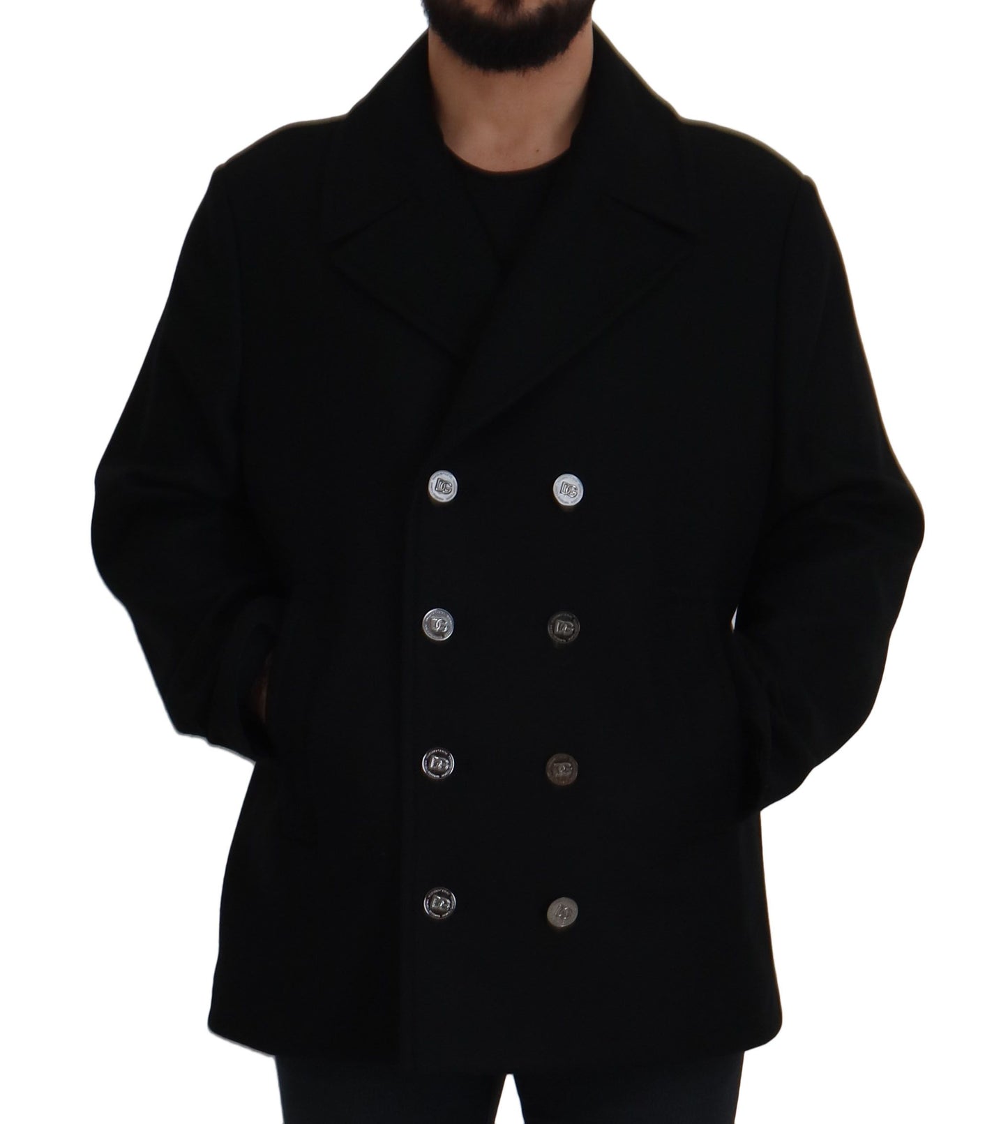 Schwarzer Trenchcoat aus Wolle Jacke