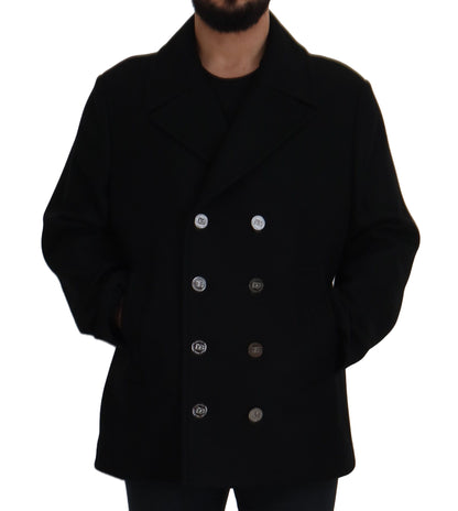 Schwarzer Trenchcoat aus Wolle Jacke