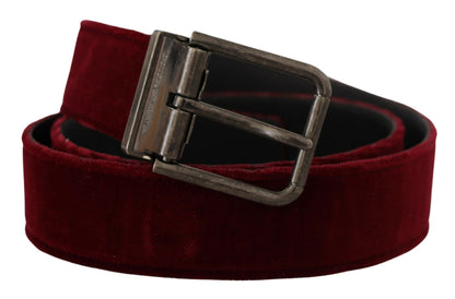 Kastanienbrauner Samtledergürtel mit breiter Vintage-Metallschnalle