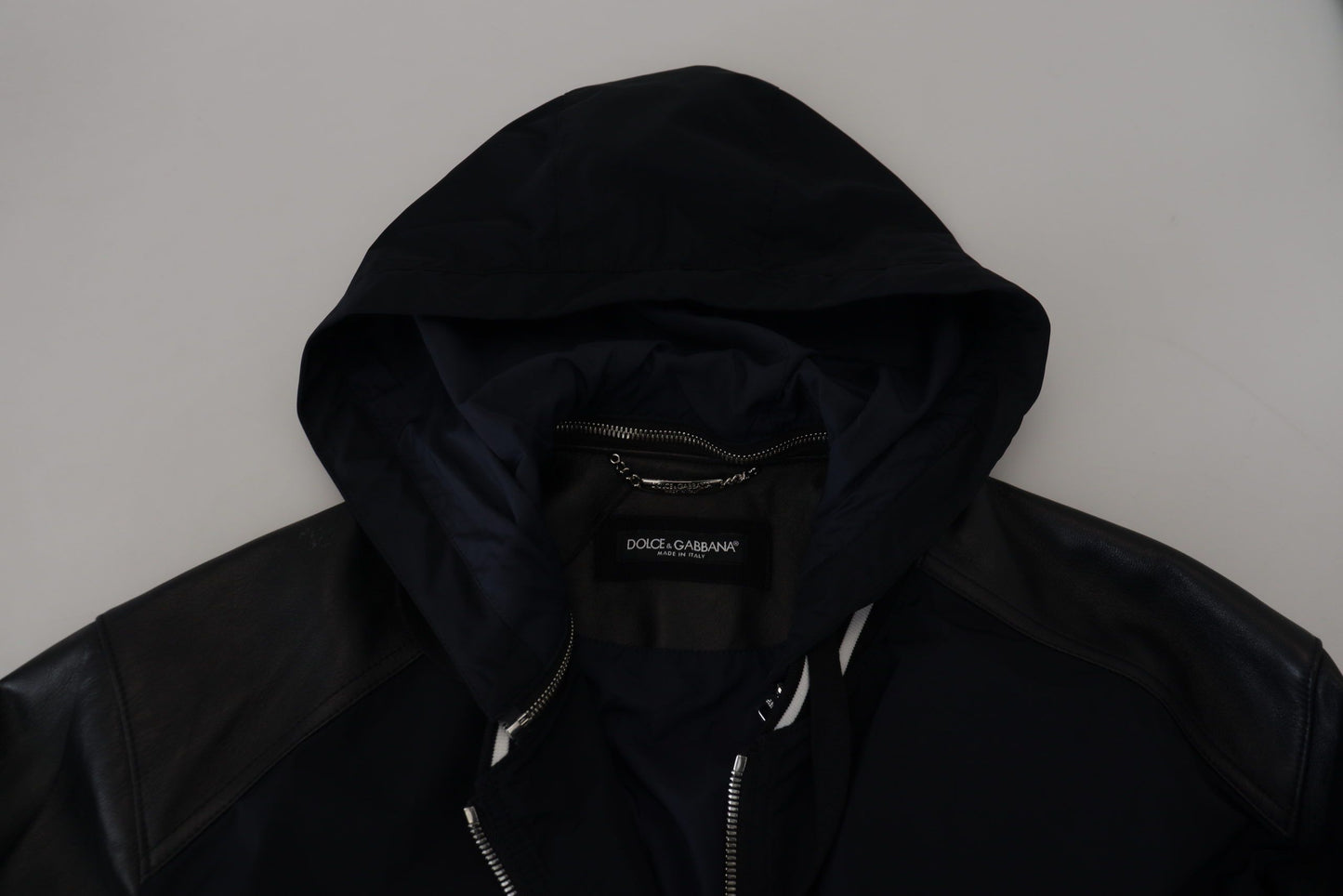 Schwarzer Polyester Blousonmantel mit Kapuze Jacke