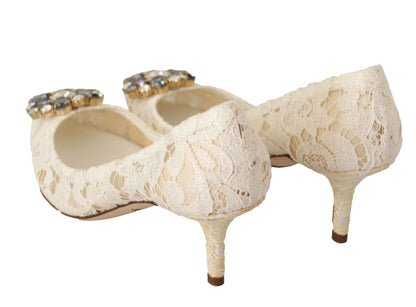 Weiß Taormina Spitze Kristall Heels Pumps Schuhe