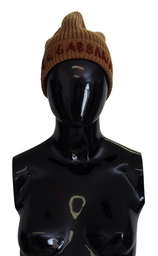 Braun gestrickt DG Logo Frauen Winter Beanie Mütze Hut