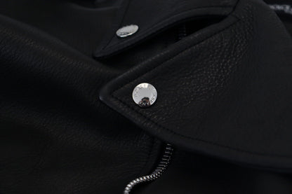 Schwarzer Polyester Bikermantel Zipper Jacke