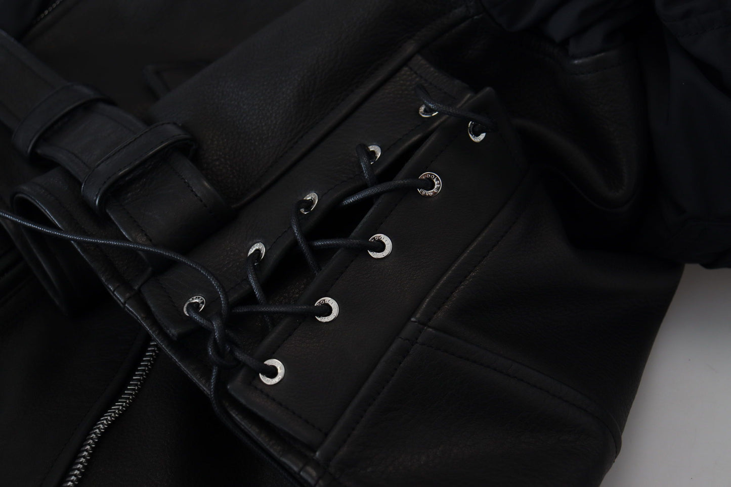 Schwarzer Polyester Bikermantel Zipper Jacke