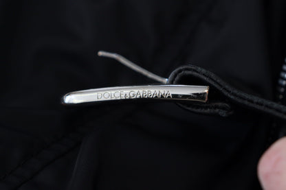 Schwarzer Polyester Bikermantel Zipper Jacke