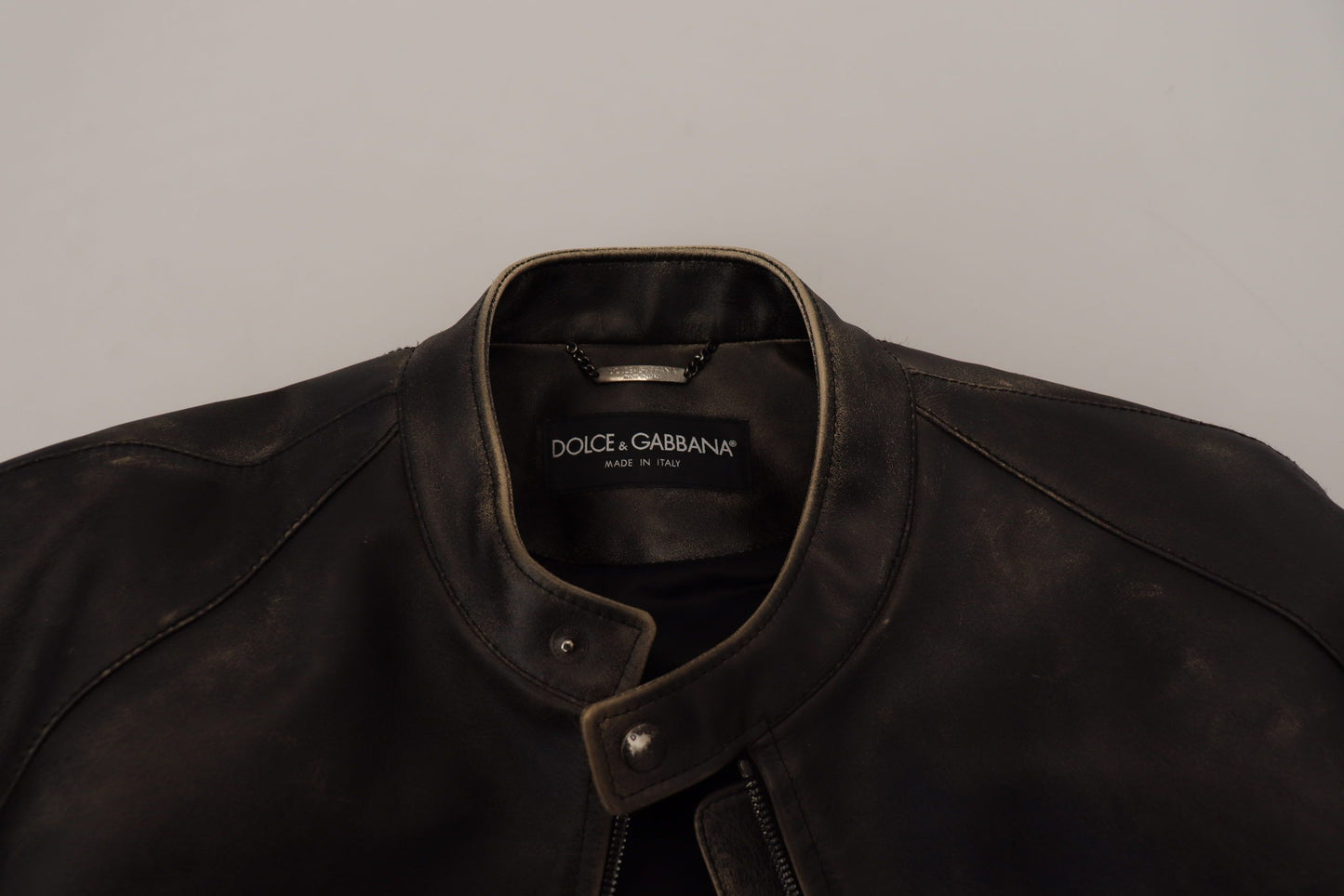 Schwarzer Leder Bikermantel mit Reißverschluss Jacke