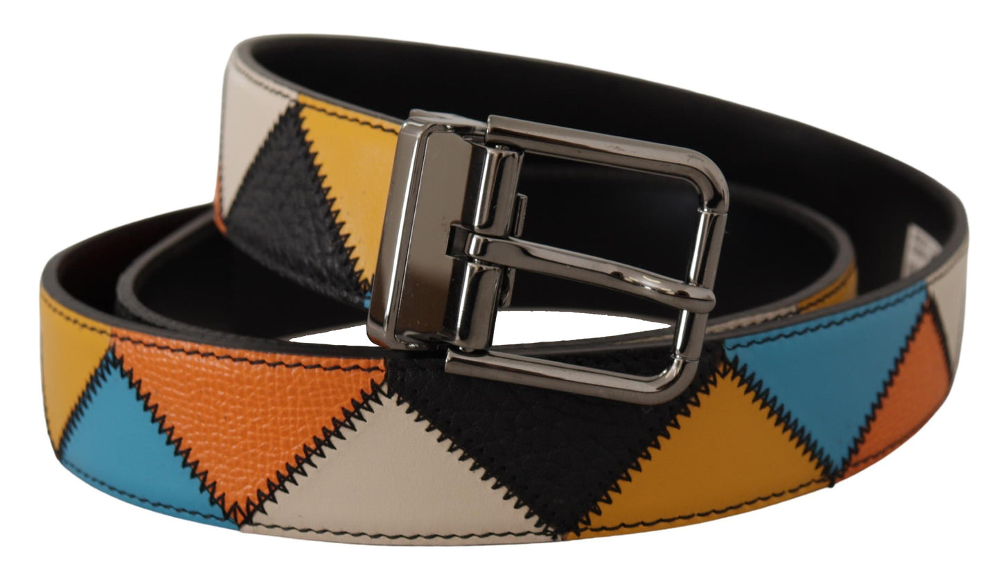 Multicolor Leder Silber Logo Schnalle Gürtel