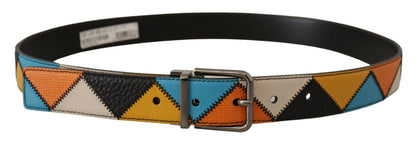 Multicolor Leder Silber Logo Schnalle Gürtel