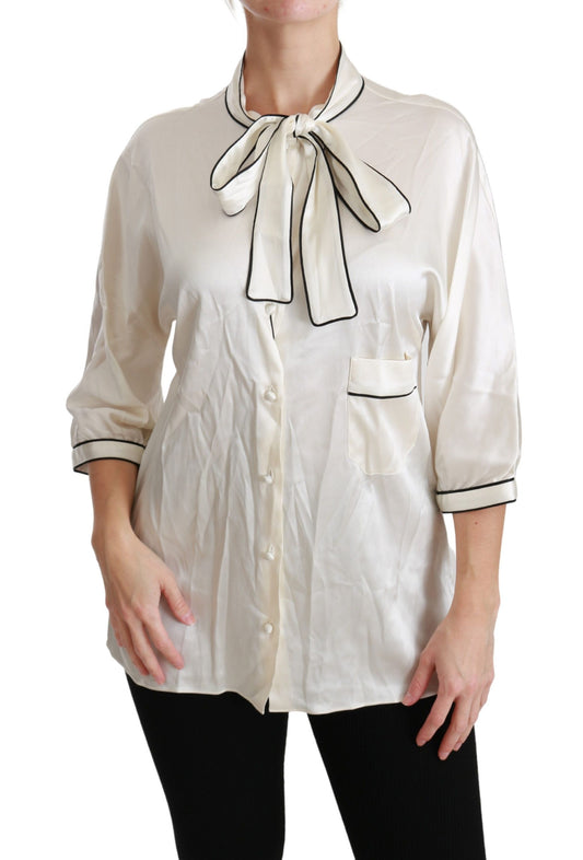 Beige 3/4-Ärmel Hemd Bluse Seidenoberteil