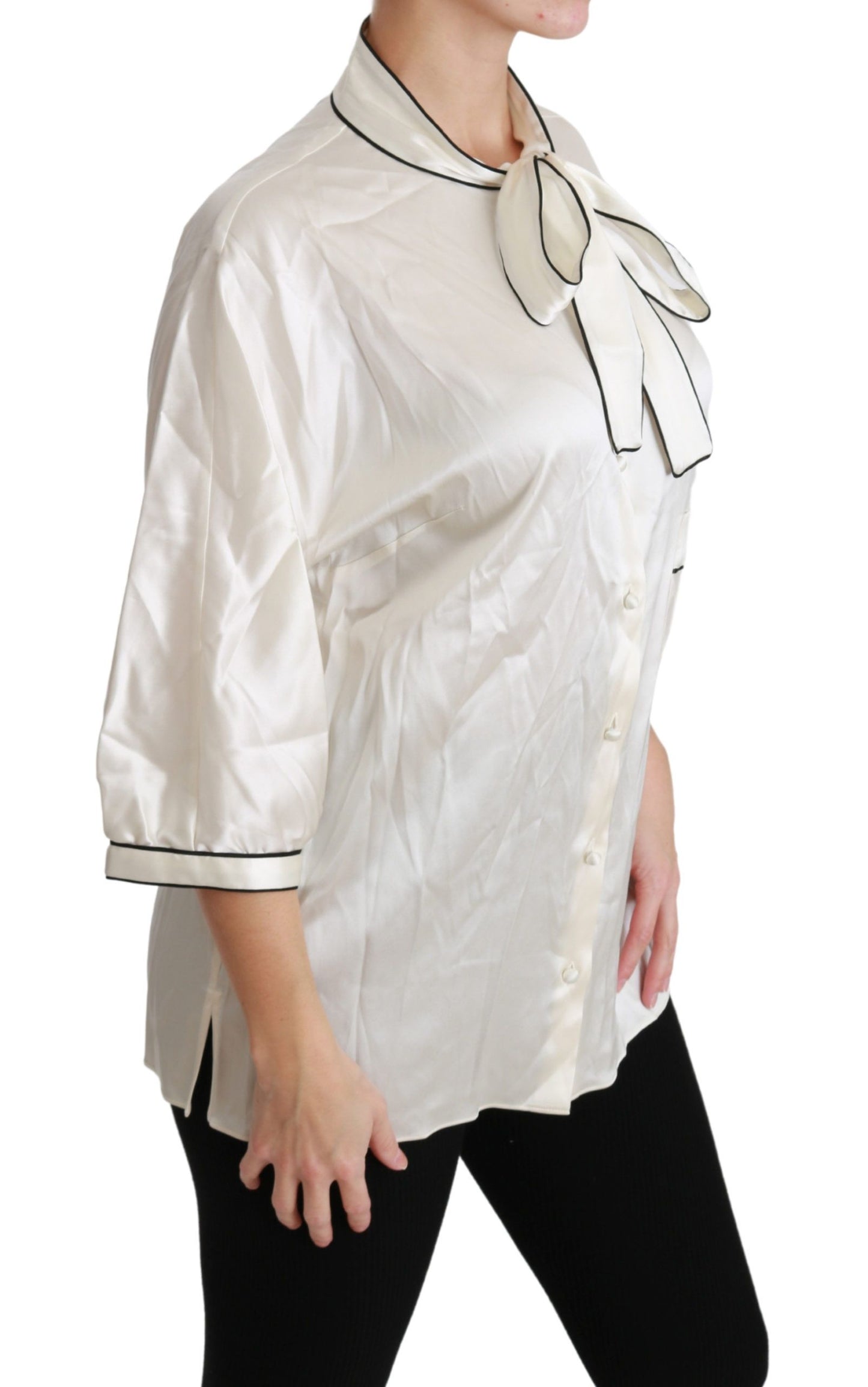 Beige 3/4-Ärmel Hemd Bluse Seidenoberteil