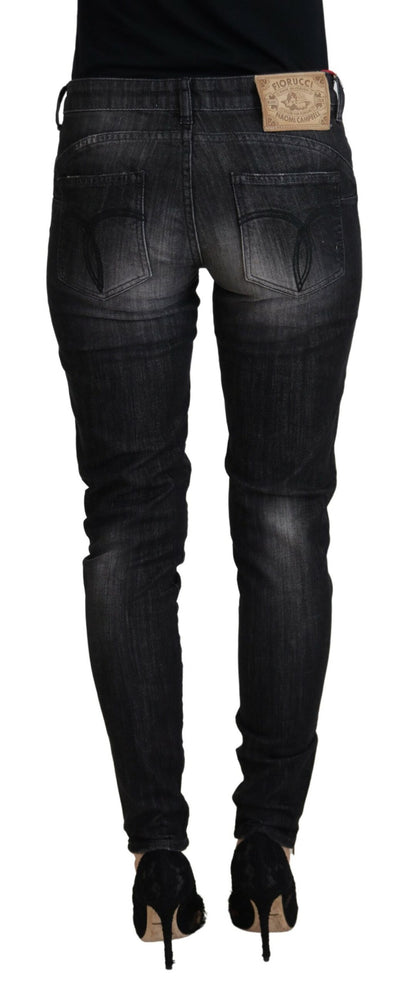 Schwarze Baumwolle Niedrige Taille Skinny Frauen Casual Jeans
