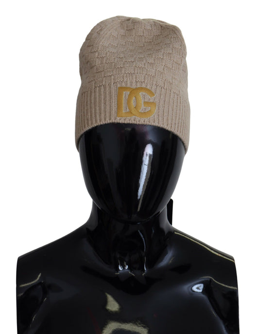 Beige gestrickt DG Logo Frauen Winter Beanie Mütze Hut