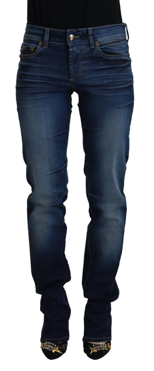 Blau Baumwolle Frauen Casual Denim Jeans
