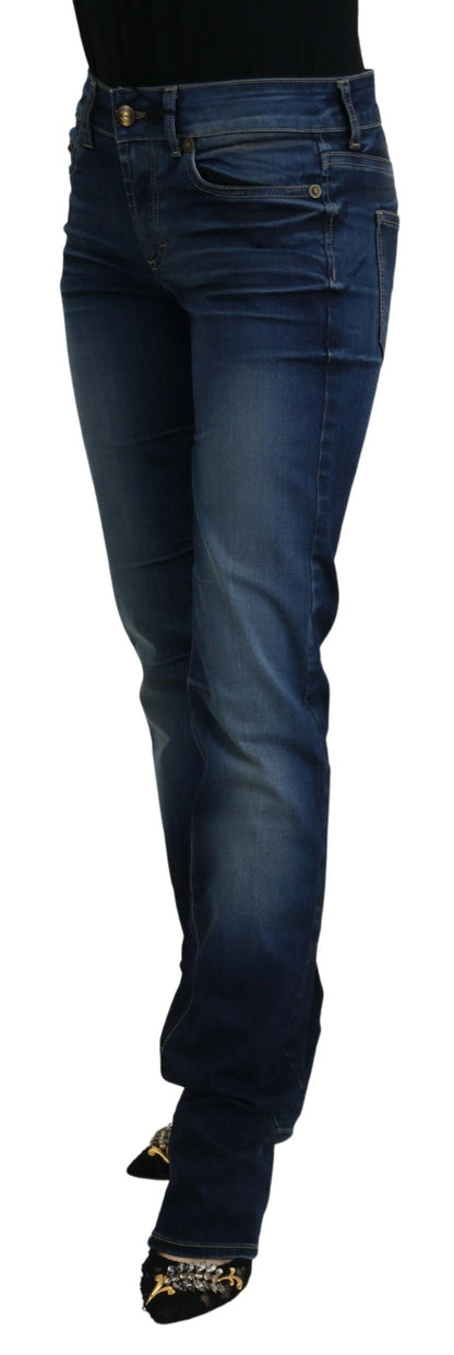 Blau Baumwolle Frauen Casual Denim Jeans