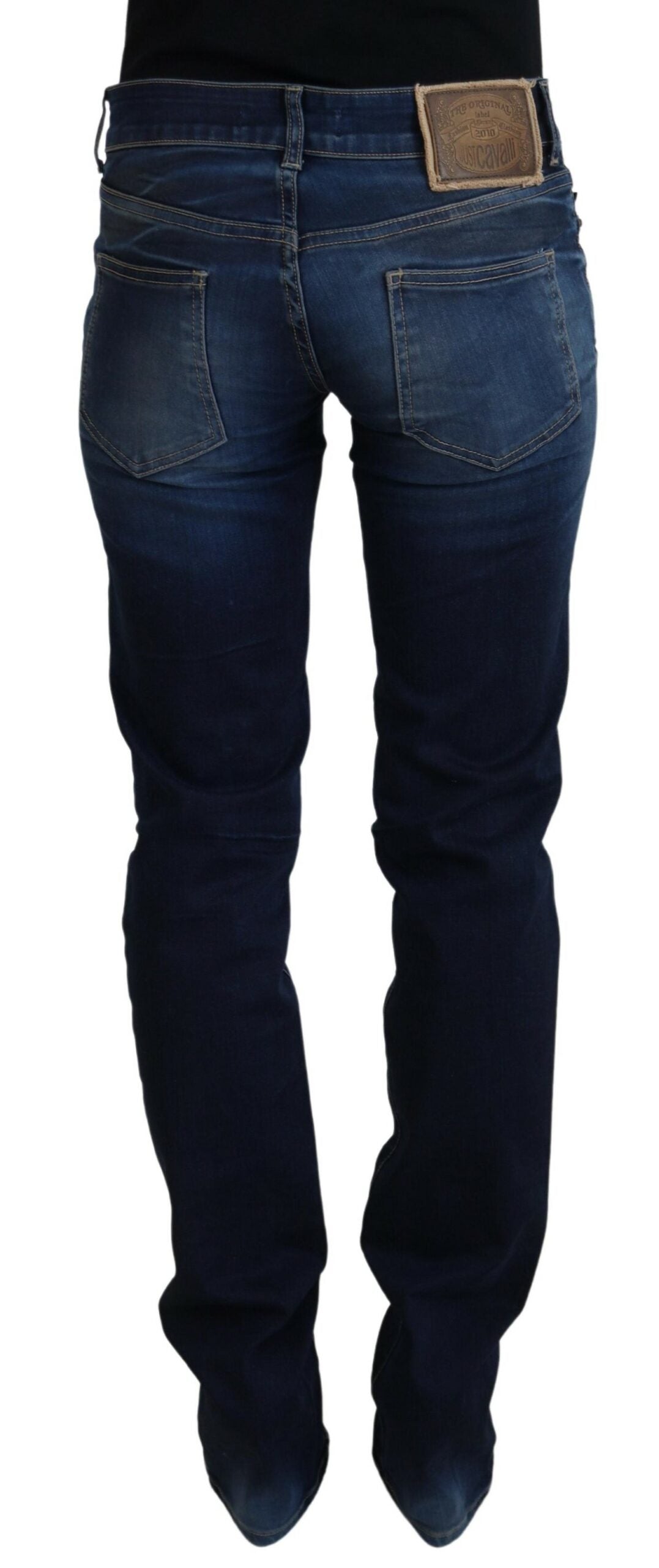 Blau Baumwolle Frauen Casual Denim Jeans