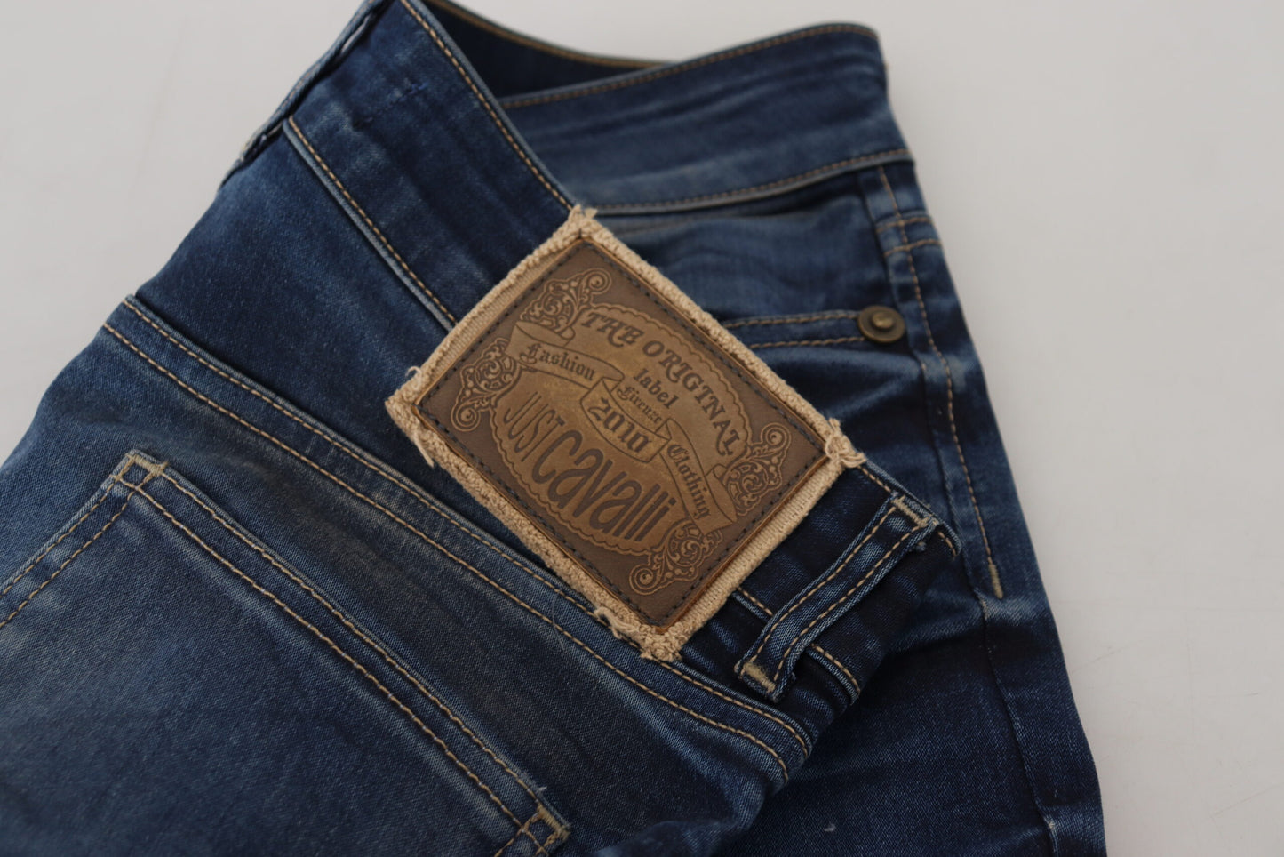 Blau Baumwolle Frauen Casual Denim Jeans