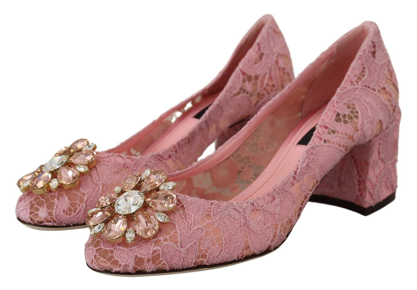 Rosa Taormina Spitze Kristall Pumps Pastell Schuhe