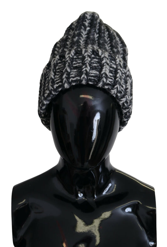 Schwarz Weiß Gestrickt Frauen Winter Beanie Mütze Hut
