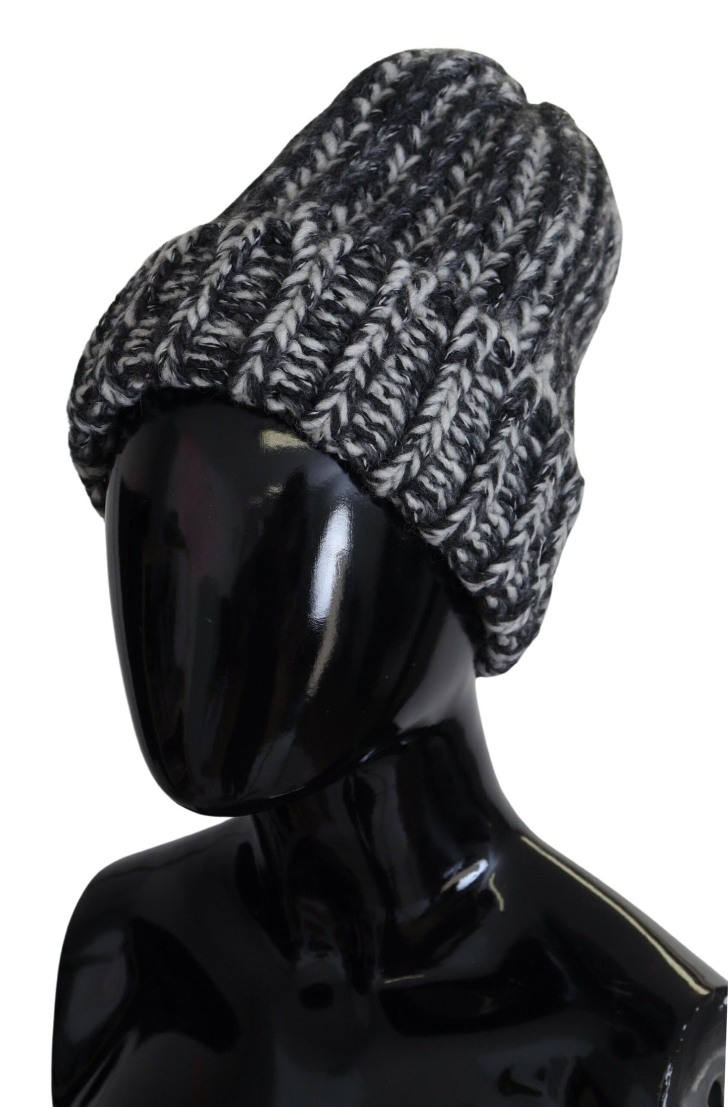 Schwarz Weiß Gestrickt Frauen Winter Beanie Mütze Hut